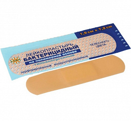 Пластырь бактерицидный Leiko plaster на полимерной основе, телесный, 7.2x1.9 см